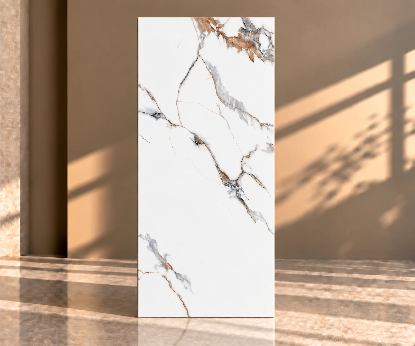 White Brown Gold marble look panels