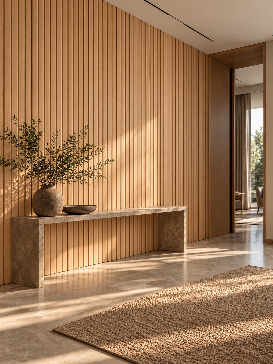 Natural Oak wood slats panels